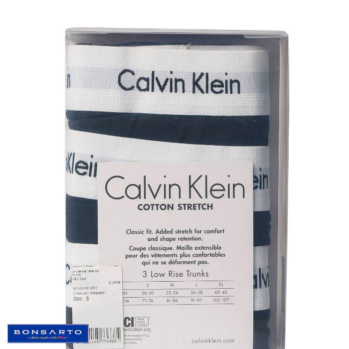 Calvin Klein Siyah Low rise trunk 3'lü paket (Beyaz Lastikli) **Beden: S